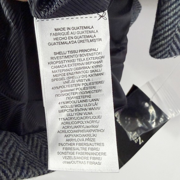 Lauren Ralph Lauren Twill Wool Coat Navy Blue Herringbone Women's Sz 2 - Picture 11 of 12